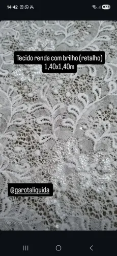 Tecido renda com brilho (retalho) 1,40x1,40m