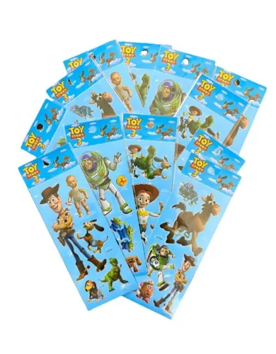 03 Cartelas De Adesivos Toy Story Com Brilho Prateado