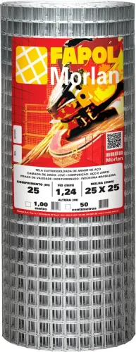 Tela alambrado multiuso, malha 2,5 cm x 2,5 cm, fio 1,2 mm, com 1,0 m x 25 m (altura x com