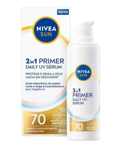 Protetor Solar Facial Nivea Sun FPS 70 Sérum Primer Daily UV sem Perfume 30ml