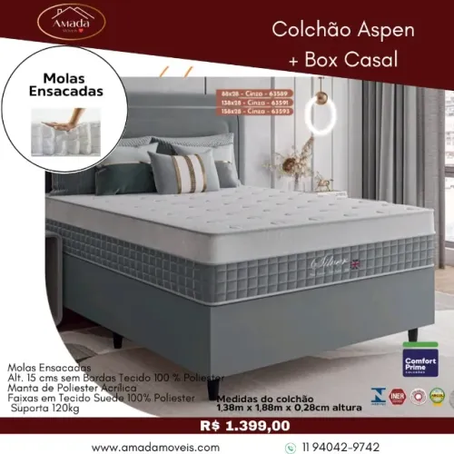 Colchão Aspen+ box casal, a pronta entrega 