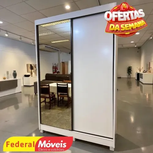 Guarda Roupa Solteiro 100% MDF Espelho Inteiriço 2 Portas 3 Gavetas - Promoção!