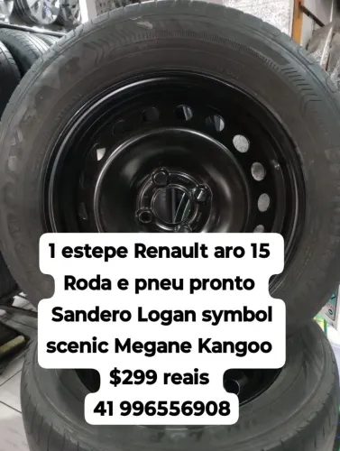 Estepe Renault aro 15 roda nova pneu usado Sandero Logan symbol scenic Megane Kangoo 