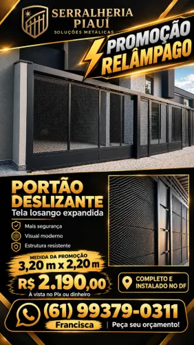 Portão Deslizante 3,20x2,20m Completo e Instalado DF