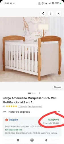 Berço Americano Marquesa 100% MDF 3 em 1 + Colchão Incluso (Já Desmontado)