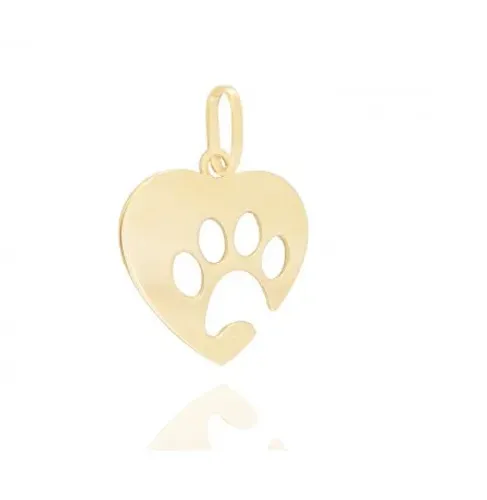 Pingente Patinha Pet Ouro 18 k Peso 0.50 Grama 10 mm