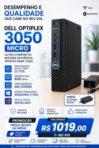 Dell Optiplex 3050 | i3 7th 8Gb RAM, SSD 240Gb