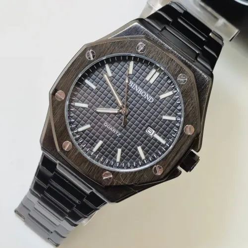Relógio Binbond B0233 3ATM - À Prova D'água Militar Aço Inox Black