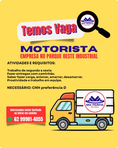 Vaga para motorista CNH "D"