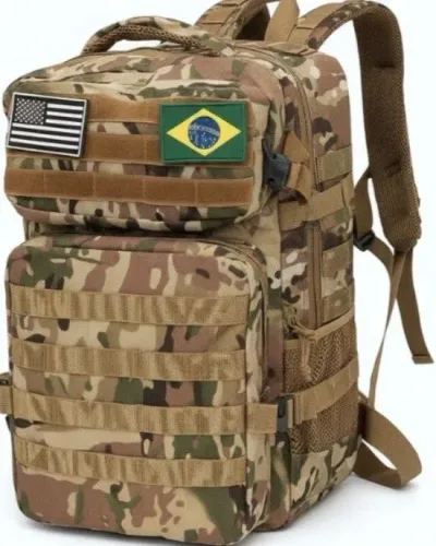 Mochila tática impermeável 40 litros camuflada
