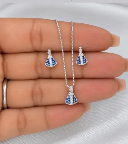 Conjunto de prata nossa senhora 925