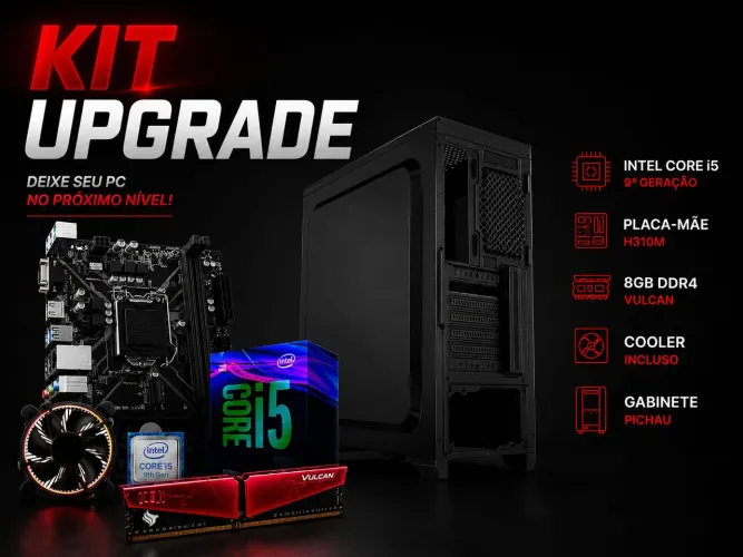 Kit Intel Core I5-9400F + Placa-Mãe ASROCK H310M + 8GB DE RAM + GABINETE PICHAU