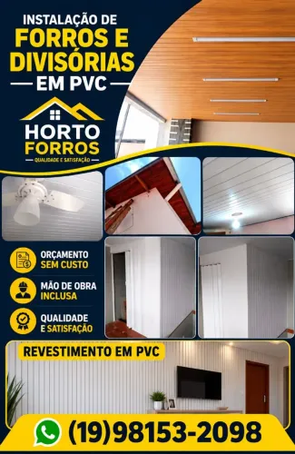Instalação de Forros, divisórias, revestimento de paredes em PVC