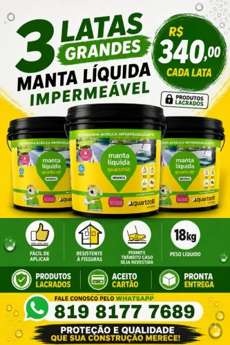 Manta líquida quartzlit 18 kg cada. 3 latas lacradas