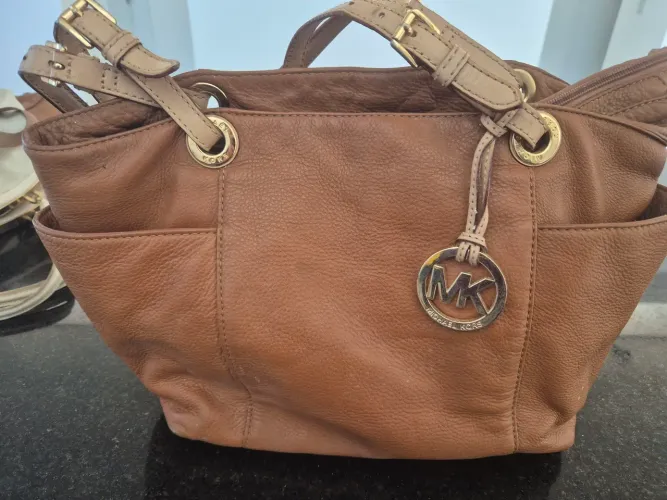 Bolsa couro caramelo Michael kors