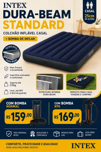 Colchão de casal inflável intex + bomba de inflar