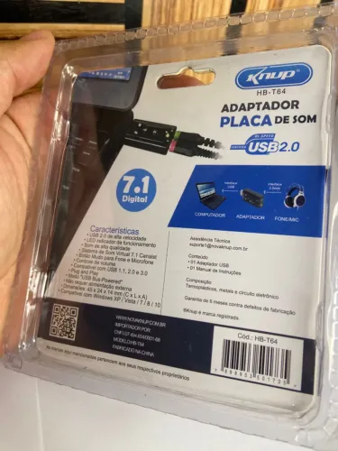 Adaptador placa de som USB 2.0 HB-T64 KNUP an4