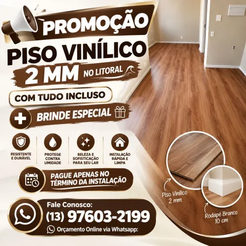 Promoção Piso Vinílico 2MM com Tudo Incluso | Praia Grande | São Vicente