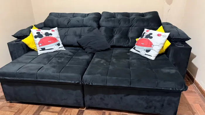 Sofá retrátil inclinável king house molas ensacadas