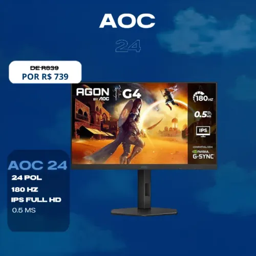 Monitor Gamer 24pol 180hz AOC 24G4