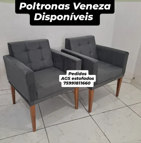 Poltronas Veneza disponíveis. Ags estofados *60 