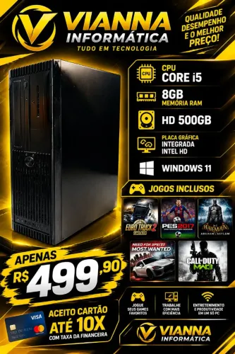 CPU I5 8GB HD 500 E JOGOS (Aceito Cartão)