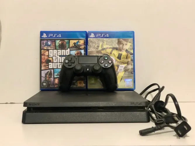 PS4 Slim 1TB Desbloqueado (12.02) + Controle + 2 Jogos