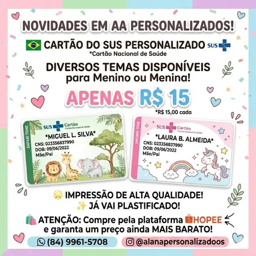 Cartão do SUS personalizado 
