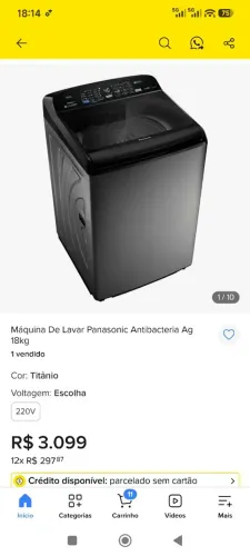 Máquina PANASONIC 18KG TA NOVINHA NO PLÁSTICO AINDA