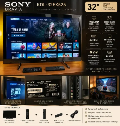 Sony Bravia 32? Full HD KDL-32EX525 + Fire TV Stick | PC e Games
