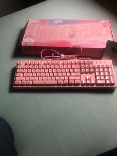 Teclado para jogos Onikuma G25 USB para laptop PC Cor rosa (sem mouse)