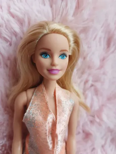 Boneca Barbie original Mattel loira 28cm vestido festa