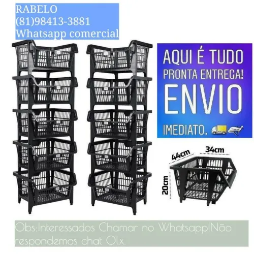 Cesto plástico organizador e expositor empilhável em até 5x sem juros no cartão