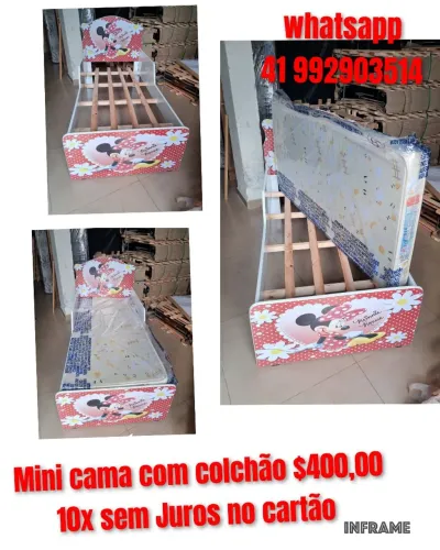 Mini cama da minie com colchão 148x68 novo ### 10x sem juros no cartão