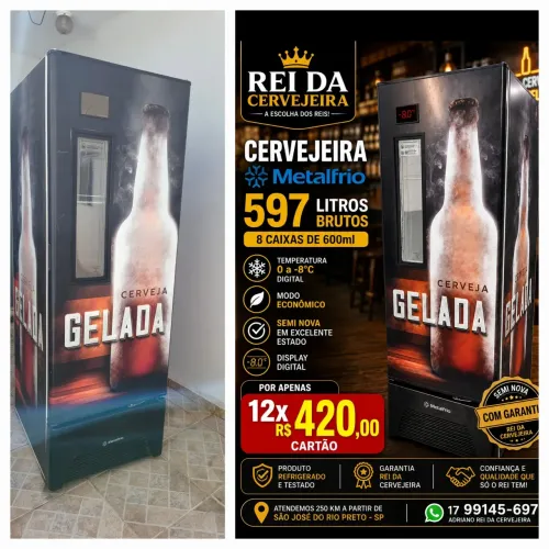 Cervejeira metalfrio grande 597 litros semi nova 12xR$420 cartão watsap *