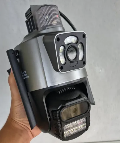 Câmera Segurança Wifi Lente Dupla 360 Visão Colorida Com Sirene Policial