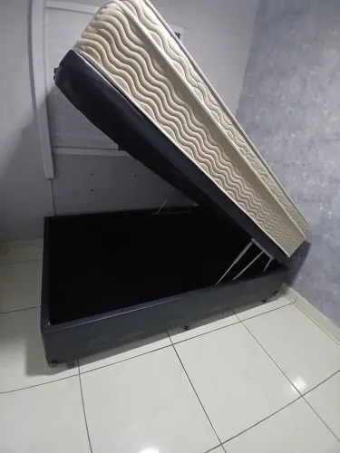 Cama casal box baú e colchão de molas ensacadas ortobom