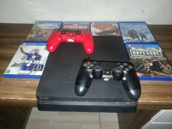 Sony PlayStation 4 Slim 1TB + 2 Controles + 6 Jogos