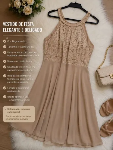 Vestido de Festa nude