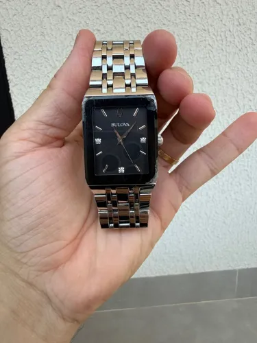 Relógio Bulova 96d145 Diamond Accent Silver Black