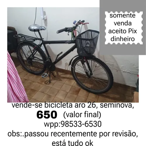 Bicicleta aro 26 seminova pronta pra pedalar r$650