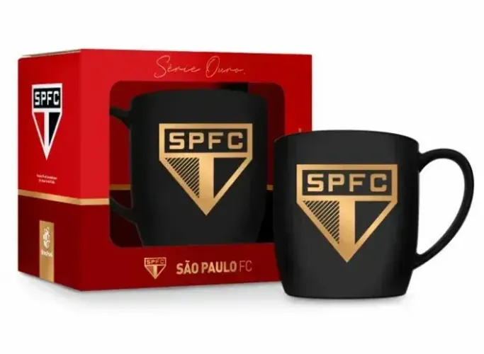 Caneca Porcelana 300ml São Paulo Série Ouro