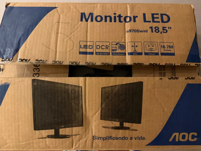 Monitor AOC 18,5? LED - Pouco Usado + Adaptador HDMI