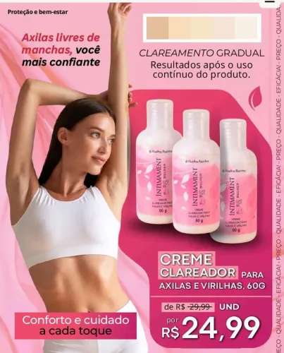 Creme clareador de axilas e virilhas 