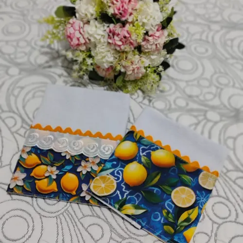Kit de pano de prato e bate mão decorados