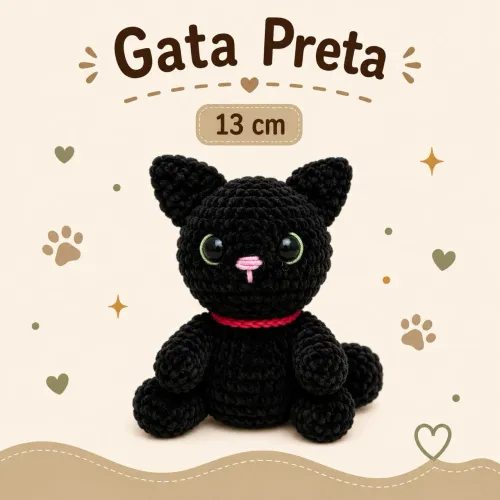 Gato Preto Amigurumi Crochê