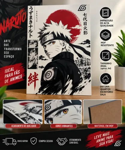 Quadro Decorativo Naruto em MDF - Anime / Decoração Otaku