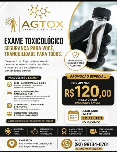 Exame toxicológico 110$