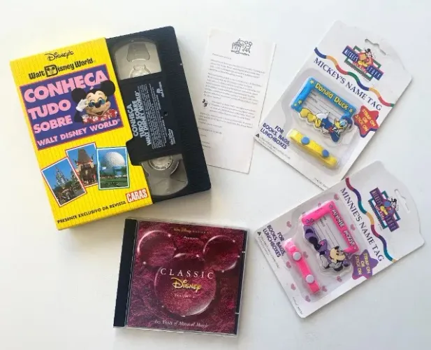 Pack Colecionador Disney Anos 90 VHS Disney World + CD Classic Vol1 + 2 Tag Minnie Vintage