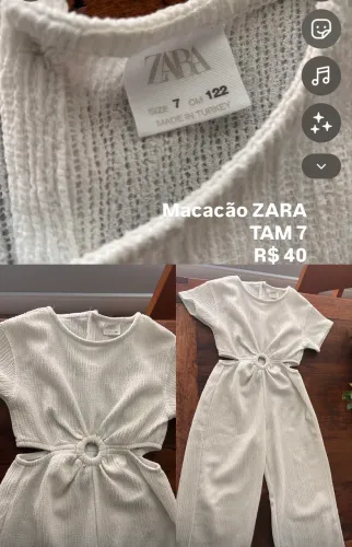 Macacão ZARA infantil, tam 7